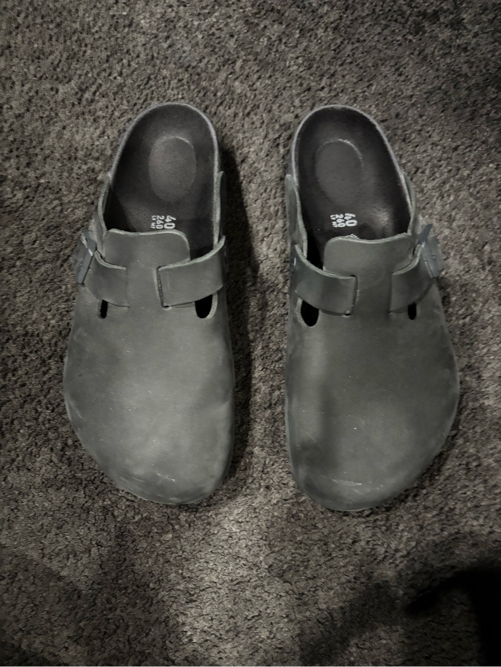 Birkenstock Boston Nubuck Leather Womens sz 9-9.5 (40) Black